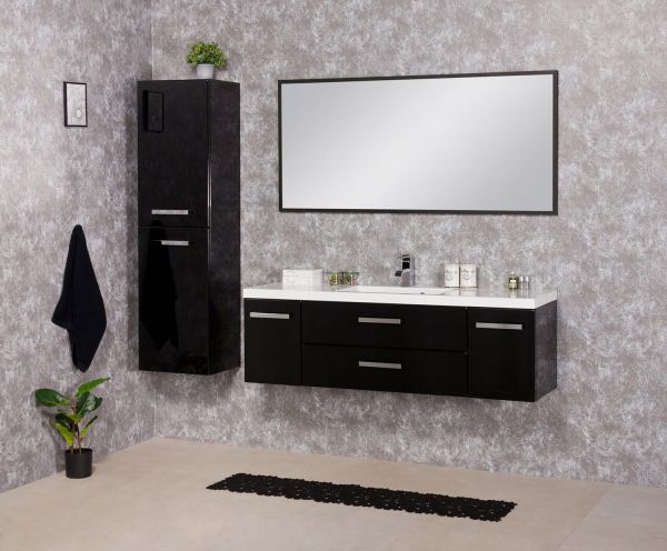 Badmöbel Genua 140 cm, schwarz glänzend (GE4248)