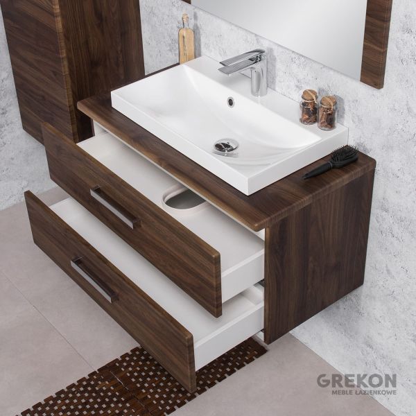 Badmöbel Susan, Breite 80 cm, Nussbaum, Waschtischunterbau aufgebaut (SN802OR)