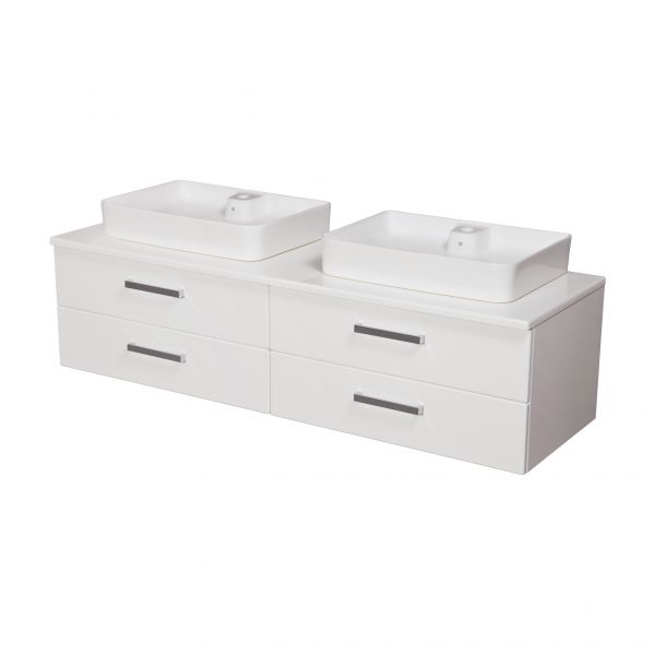 Quentis Doppelwaschplatz Aruva, Breite 160 cm, weiß (AR1610-B-LUNA)