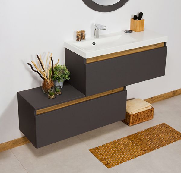 Quentis Badmöbel INTRA 90,SLIM LINE, grafitgrau matt, Unterschrank aufgebaut