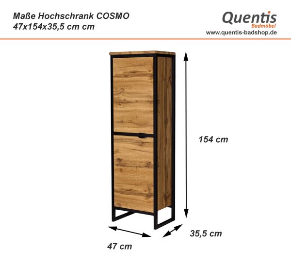 Badschrank COSMO, stehend, eiche-schwarz