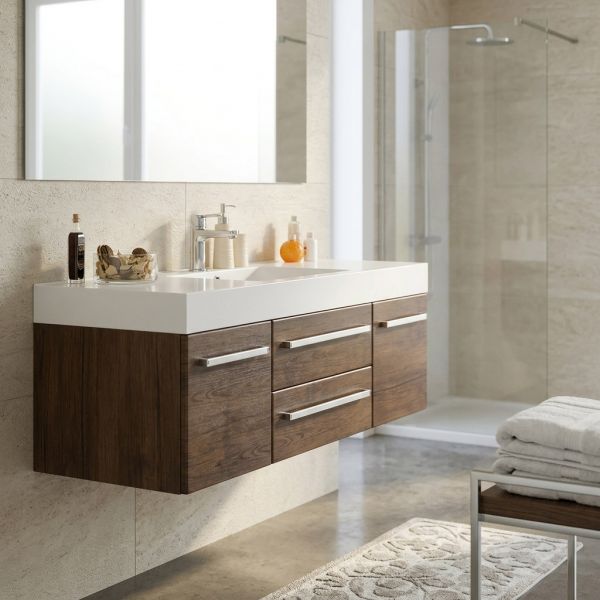 Badmöbel ZENO Breite 140 cm, Holzdekor antik