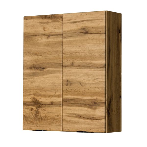 Badezimmer Hängeschrank Breite 60 cm, 2 Türen, Eiche Natur