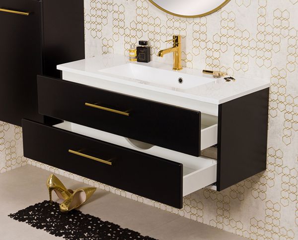 Badmöbel Belli, Breite 100 cm, schwarz matt, BL1048