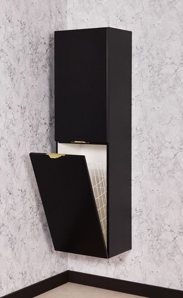 Quentis Bad Hochschrank, mit Wäschekorb, schwarz matt