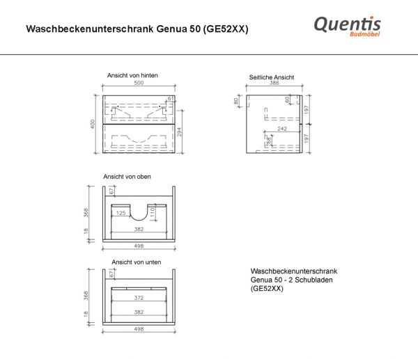 Badmöbel GENUA 50 cm, weiß, Badmöbel-Set 2-teilig