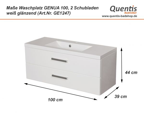 Badmöbel Genua 100, weiß glänzend (GE1247)