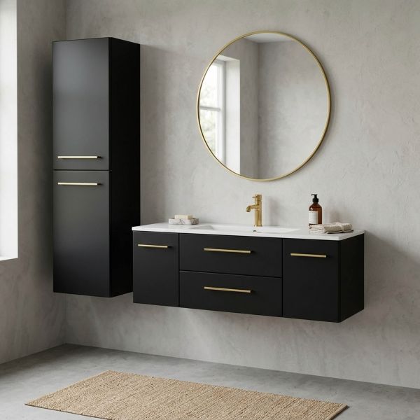 Badmöbelset Belli, Breite 120 cm, schwarz matt, BL1248