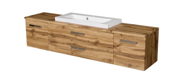 Badmöbel SUSAN Breite 180 cm, Eiche Natur, Waschtischunterbau montiert