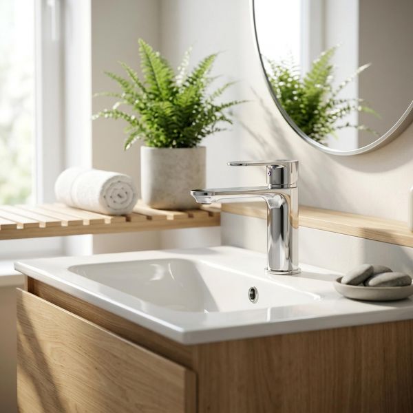 FERRO Waschtischarmatur TALASSA in modernem Design, Chrom, Badarmatur Einhebelmischer
