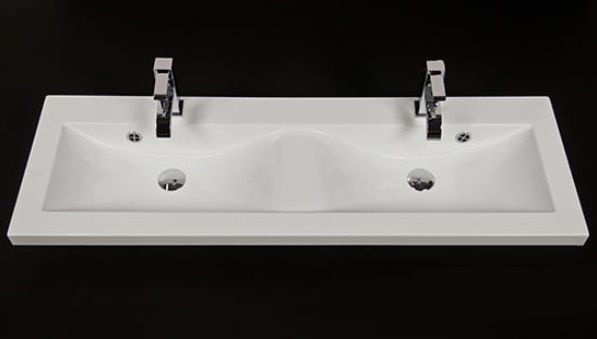 Doppelwaschtisch Genua, Breite 120 cm, Tiefe 39 cm