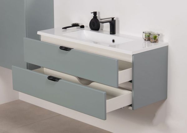 Quentis Badmöbel Magnolia, Breite 100 cm, Gletscherblau mattiert (MAG100-BK)