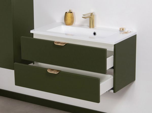 Quentis Badmoebel Set MAGNOLIA 80 cm olivgrün MAG80-OK