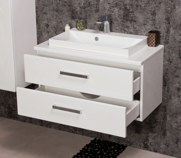 Badmöbel Susan 80, 2 Schubladen, weiß glänzend