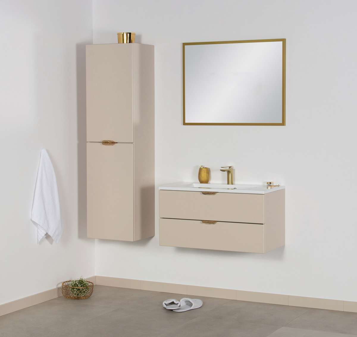 Waschtisch Sorrento 80 Cm Mit Eichendekor & Keramikwaschbecken – 2 Schubladen, Melamin-Spanplatte, Zur Selbstmontage