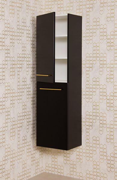Badschrank. Belli, Hochschrank, 2 Türen, schwarz matt (BL4048)