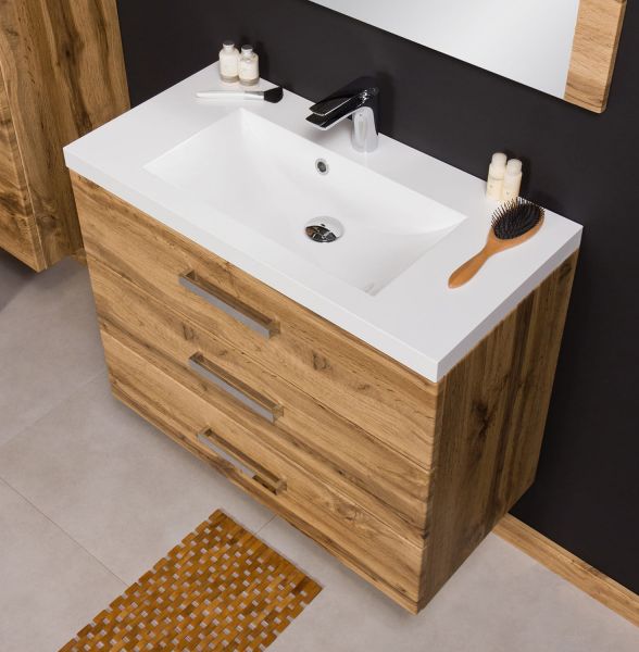 Badmöbel Genua, Breite 80 cm, Eiche Natur (GE8362)