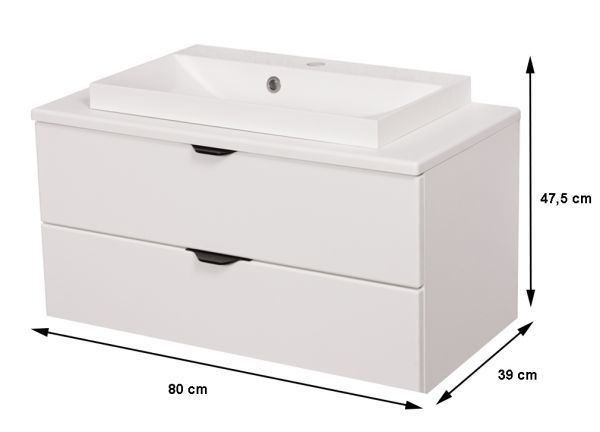 Waschplatz VICTA 80, seidenmatt weiß (Art.Nr. VIC80247-W)
