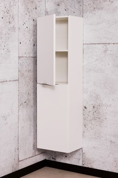 Bad Hochschrank, mit Wäschekorb, weiß matt