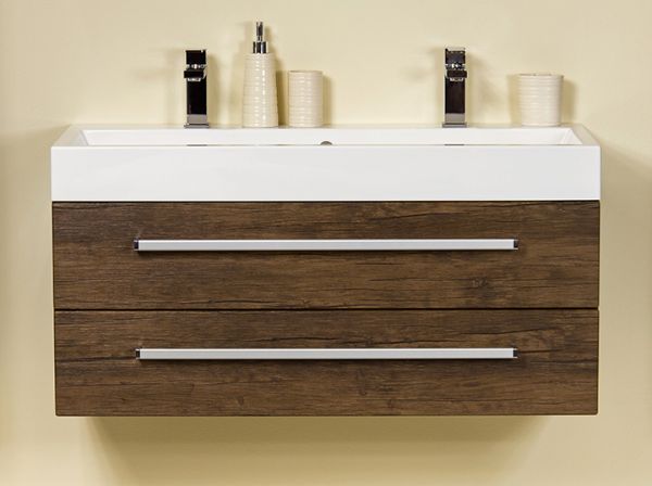 Waschplatz DueViso, Breite 100 cm, Holzdekor antik