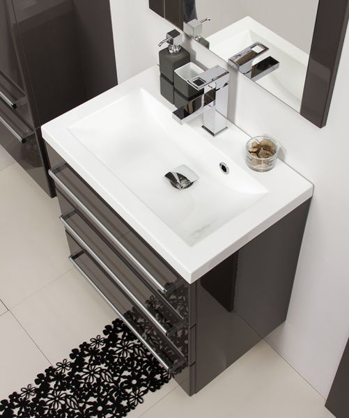 Badmöbel GENUA, Breite 60 cm, 3 Schubladen, grafitgrau