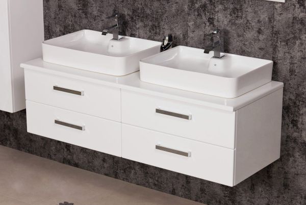 Quentis Doppelwaschplatz Aruva, Breite 140 cm, weiß (AR1410D-B-LUNA)