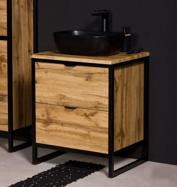 Badmöbel Cosmo, Breite 60 cm, Aufsatzbecken schwarz (CS6062-S)