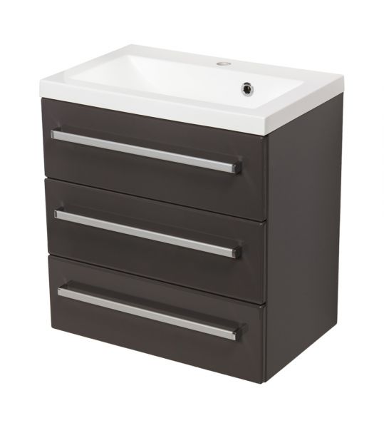 Badmöbel GENUA, Breite 60 cm, 3 Schubladen, grafitgrau