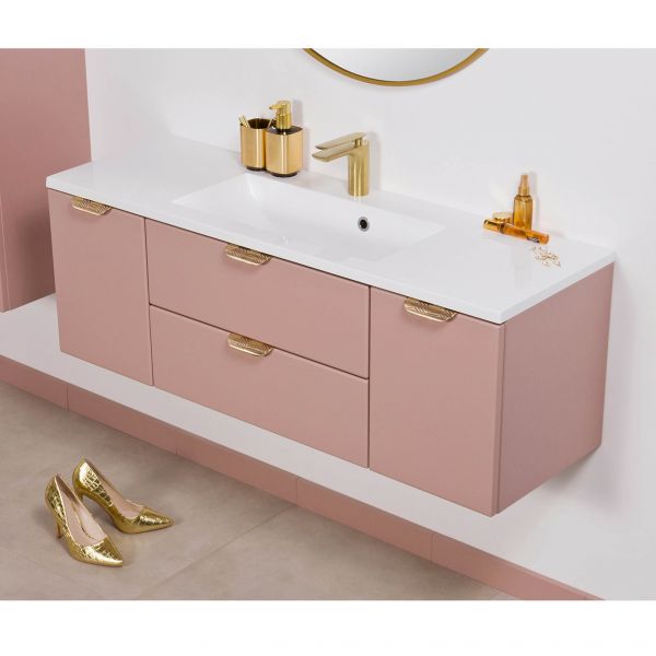 Badmöbel MAGNOLIA 120 cm, Rosé satiniert, Waschtischunterbau montiert mit Waschbecken