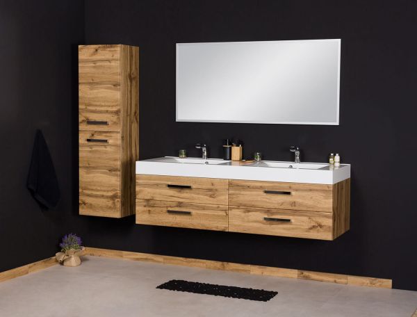 Badmöbel Zeno 160 cm, Doppelwaschplatz, Eiche Natur