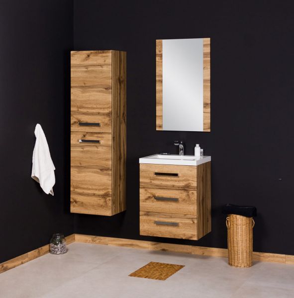 Badmöbel Genua 50, 3 Schubladen, Holzdekor Eiche Natur, GE5362
