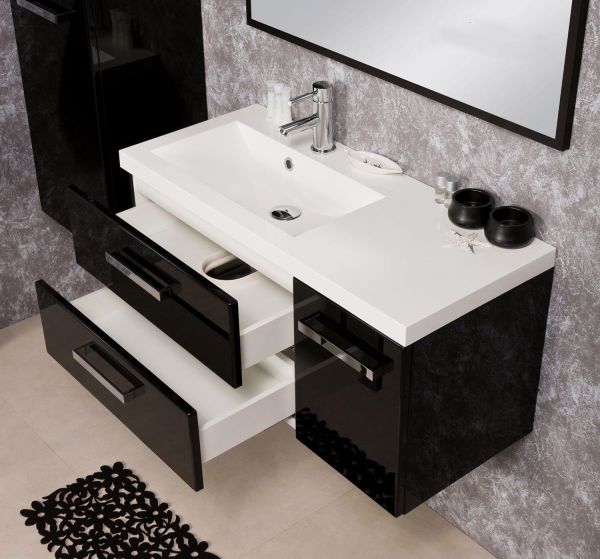 Badmöbel Genua 90 cm, schwarz (GE9248)