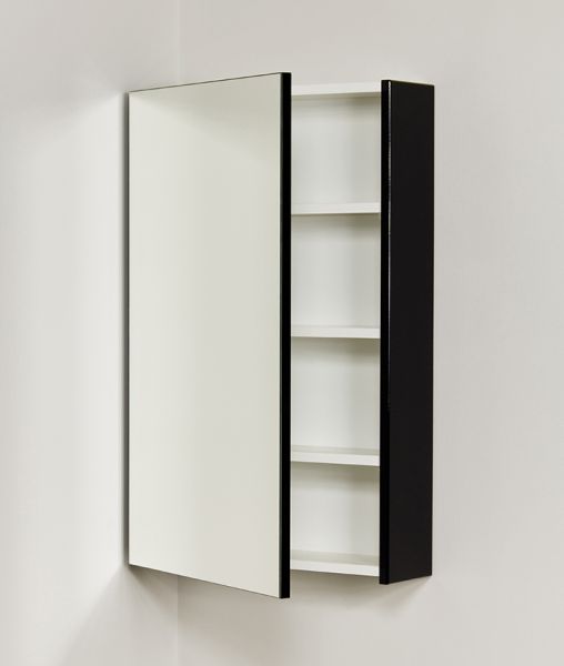 Spiegelschrank Breite 50 cm schwarz glänzend vormontiert SPS5048