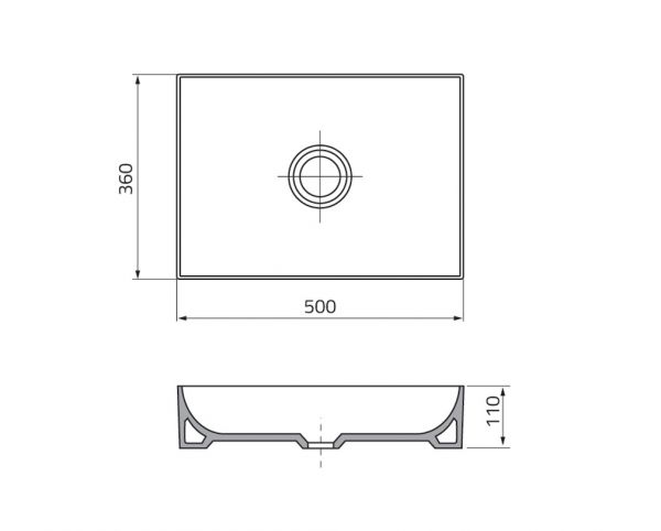 Keramikwaschtisch FLOPPY, Breite 50 cm, Aufsatzwaschbecken weiß