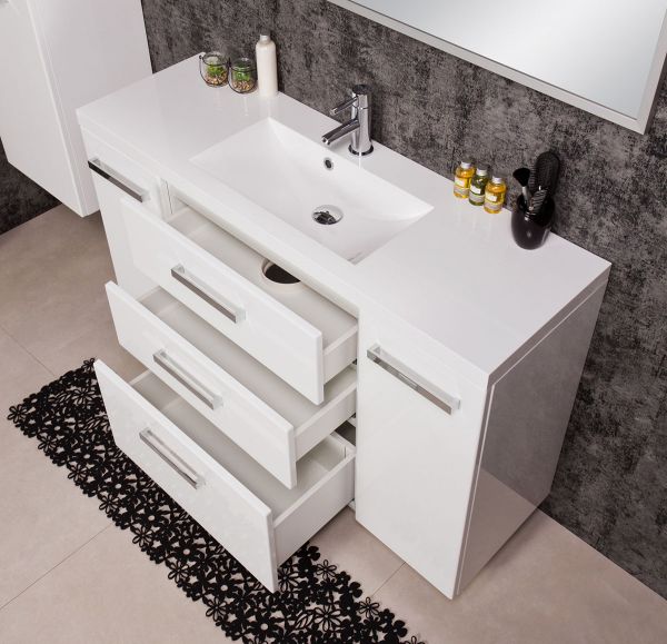 Quentis Badmöbel Genua 120 - XL, weiß, 3 Schubladen, montiert, GE12347