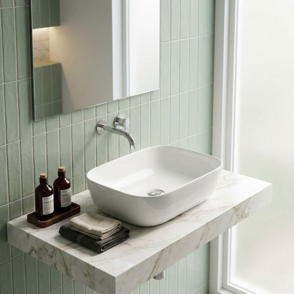 Aufsatzbecken PREMIUM 46, Keramik, weiß