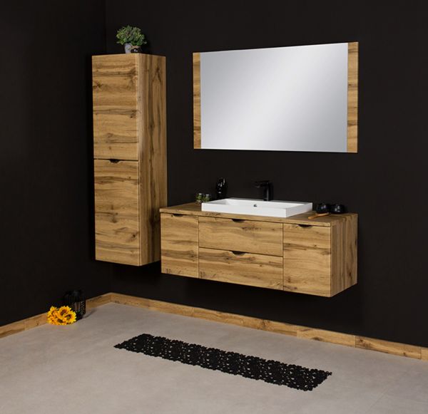 Badmöbel VICTA, Waschbeckenunterau mit Waschtisch, Breite 120 cm, Eiche (VIC12062-W)