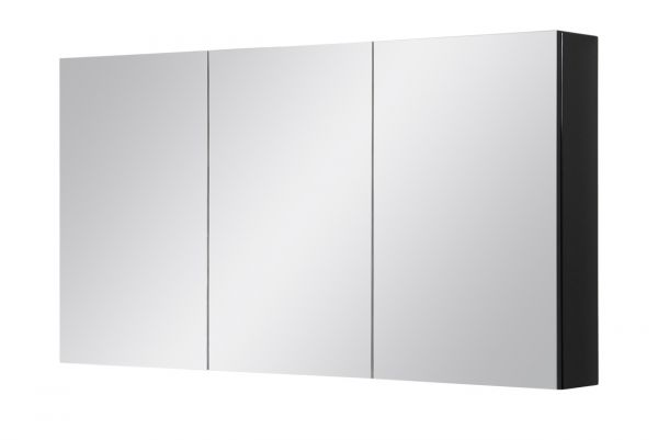 Spiegelschrank Breite 120 cm schwarz glänzend montiert SPS12048