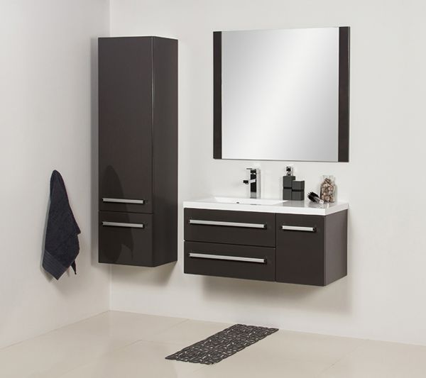 Badschrank, Hochschrank, 1 Türe, 1 Schublade, grafitgrau