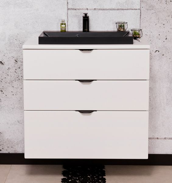 Badmöbel VICTA 80, Unterbau mit 3 Schubladen, seidenmatt weiß (Art.Nr. VIC80347-S)