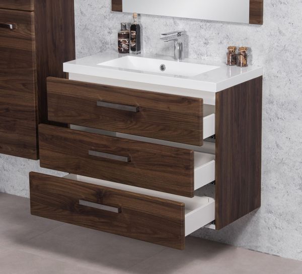 Waschplatzset Genua, Breite 80 cm, 3 Softclose-Schubladen
