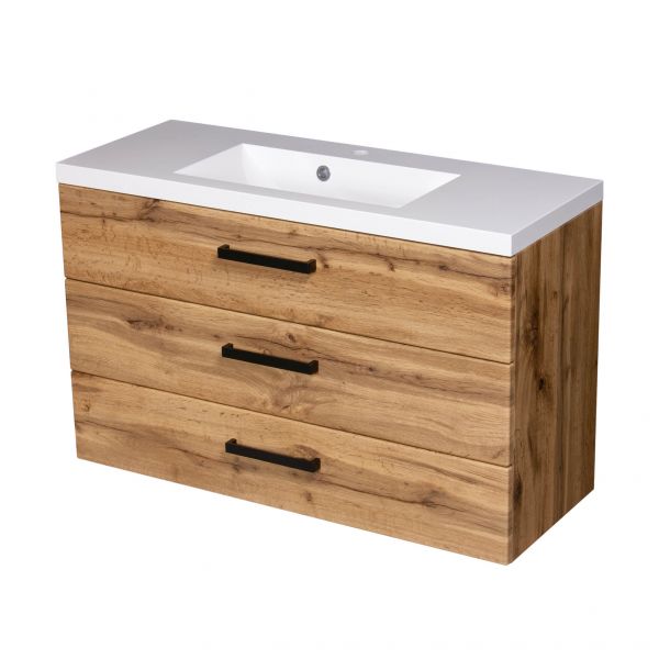 Badmöbel FOKUS LOFT 100 XL, Eiche Natur, Waschtisch mit Unterbau, vormontiert
