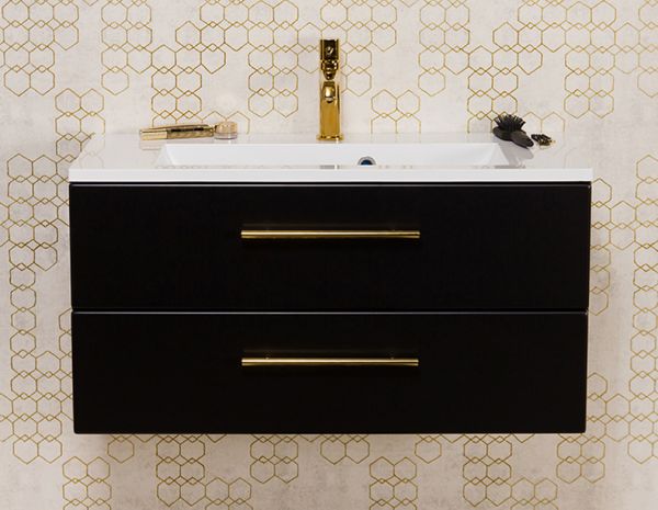 Badmöbelset Belli, Breite 80 cm, Schwarz matt (BL8048)