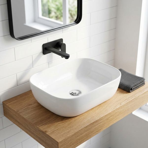 Aufsatzbecken PREMIUM 46, Keramik, weiß