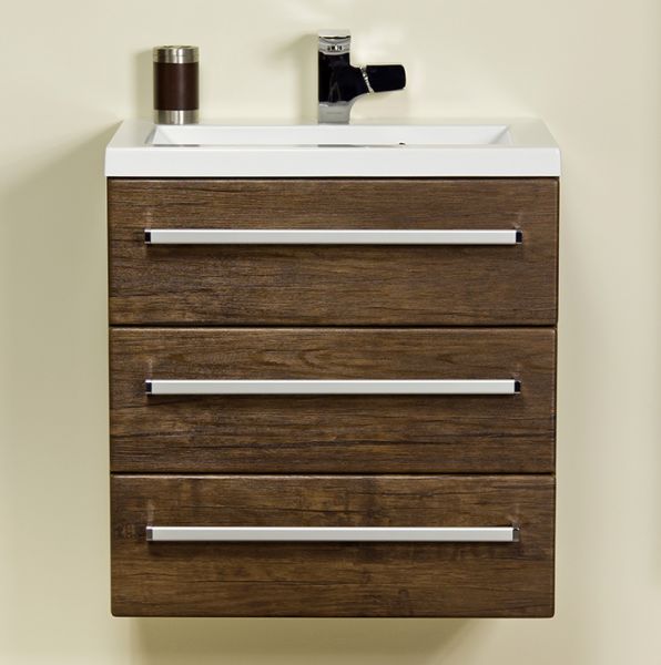 Badmöbel Genua 60, 3 Schubladen, Holzdekor antik (GE6350)