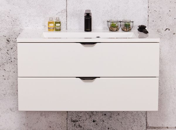 Badmöbel VICTOR 80, Waschtischunterbau mit 2 Schubladen inkl. Waschbecken, weiß matt