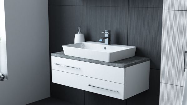 Keramik-Aufsatzwaschtisch BALI , B 65 H 10 T 45 cm, weiß