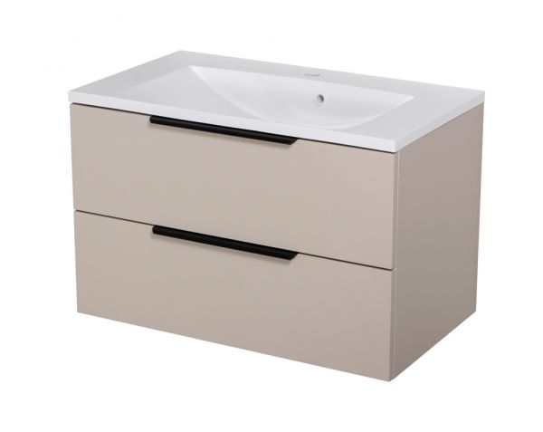 Badmöbel SYDNEY 80 cm, Macadamia matt, Waschtisch und Unterschrank (montiert)