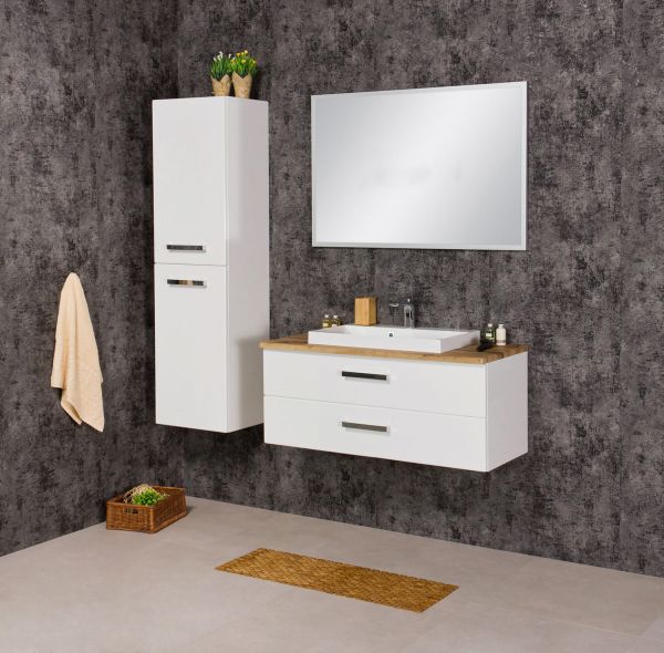 Badmöbel Susan, Breite 100 cm, weiß/ eiche (SN1047-NE-2S)