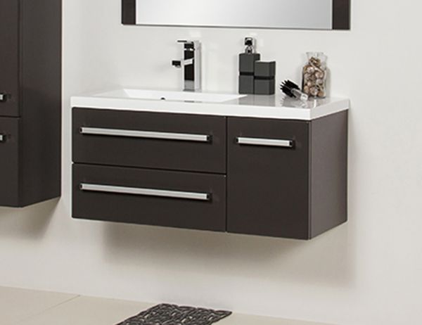 Waschplatz Genua Breite 90 cm, grafitgrau glänzend, GE9256
